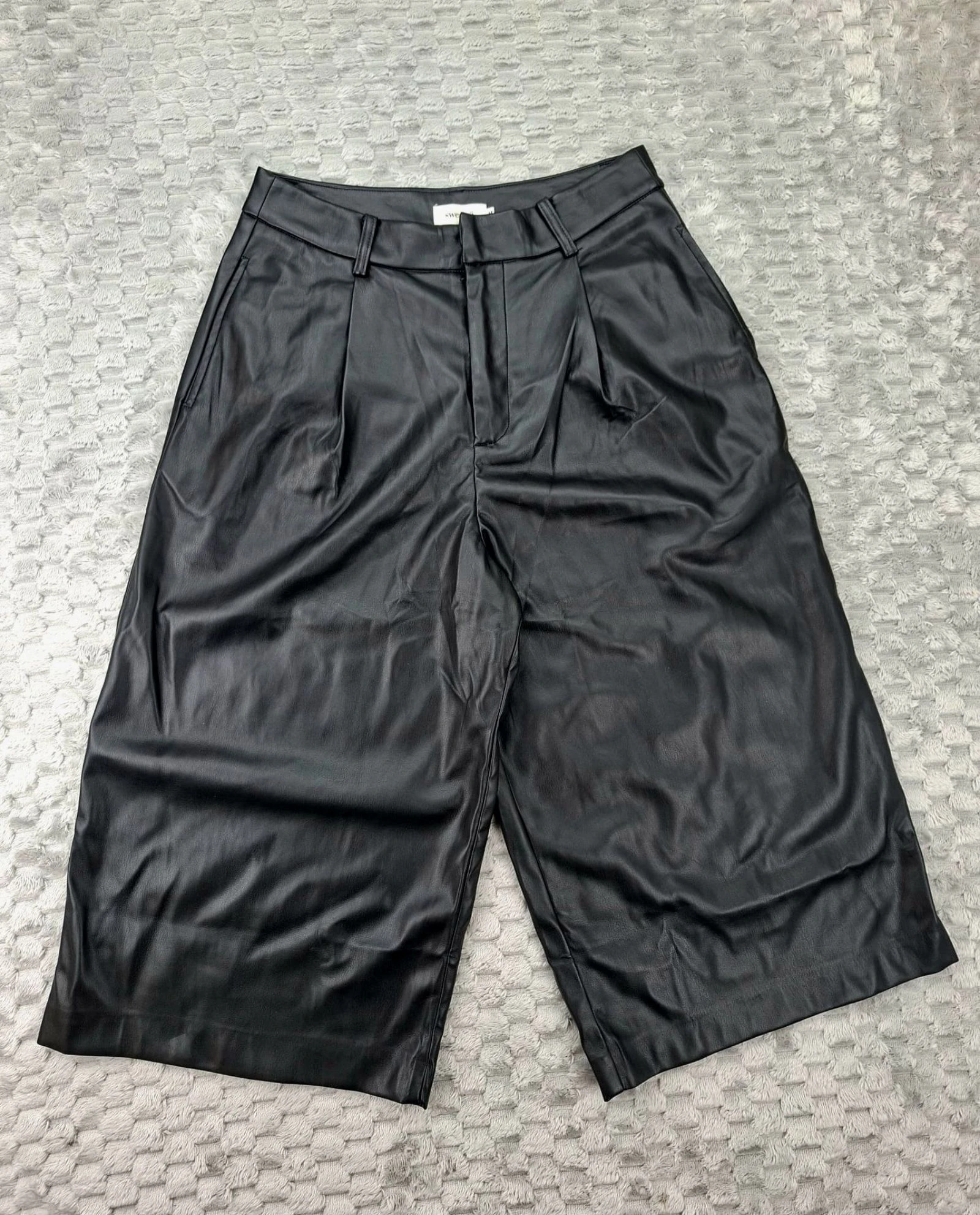 Sweewë Faux Leather Culotte Trousers Black Y2K Retro 2000s Style